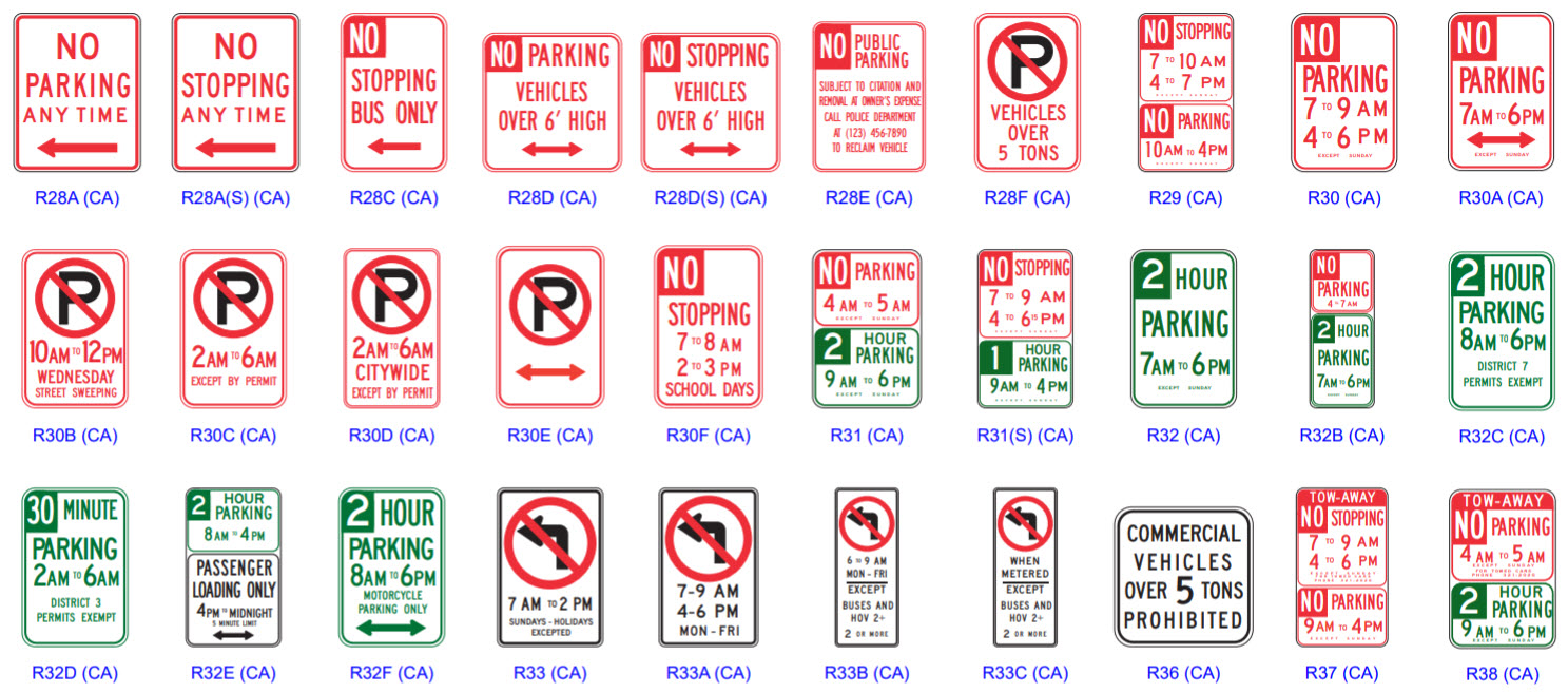 Standard Parking Lot Traffic Signs